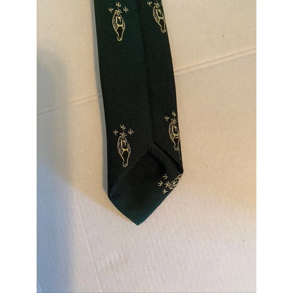 Alec Brook London Mens Green Gold Bird Pheasant Embroidered Tie Made in England